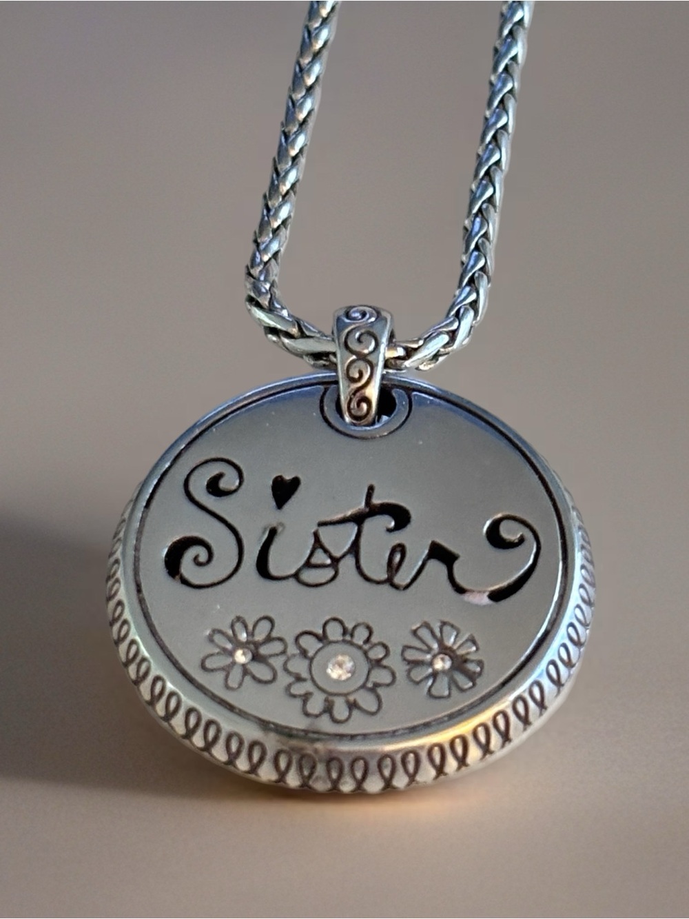 Brighton Family Fun Sister Pendant Necklace featuring silver-toned plating